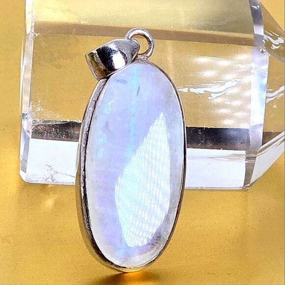 Massive 1.6x3.5cm Natural Moonstone 825 Sterling SilverPendant